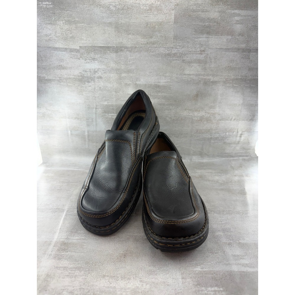 Born Men Black Leather Slip On Loafers Moc Toe Shoes M3663 Size US 8 EU 41